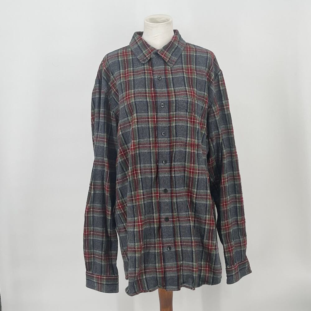 LL Bean‎ Red Green White Flannel Slim Fit XL